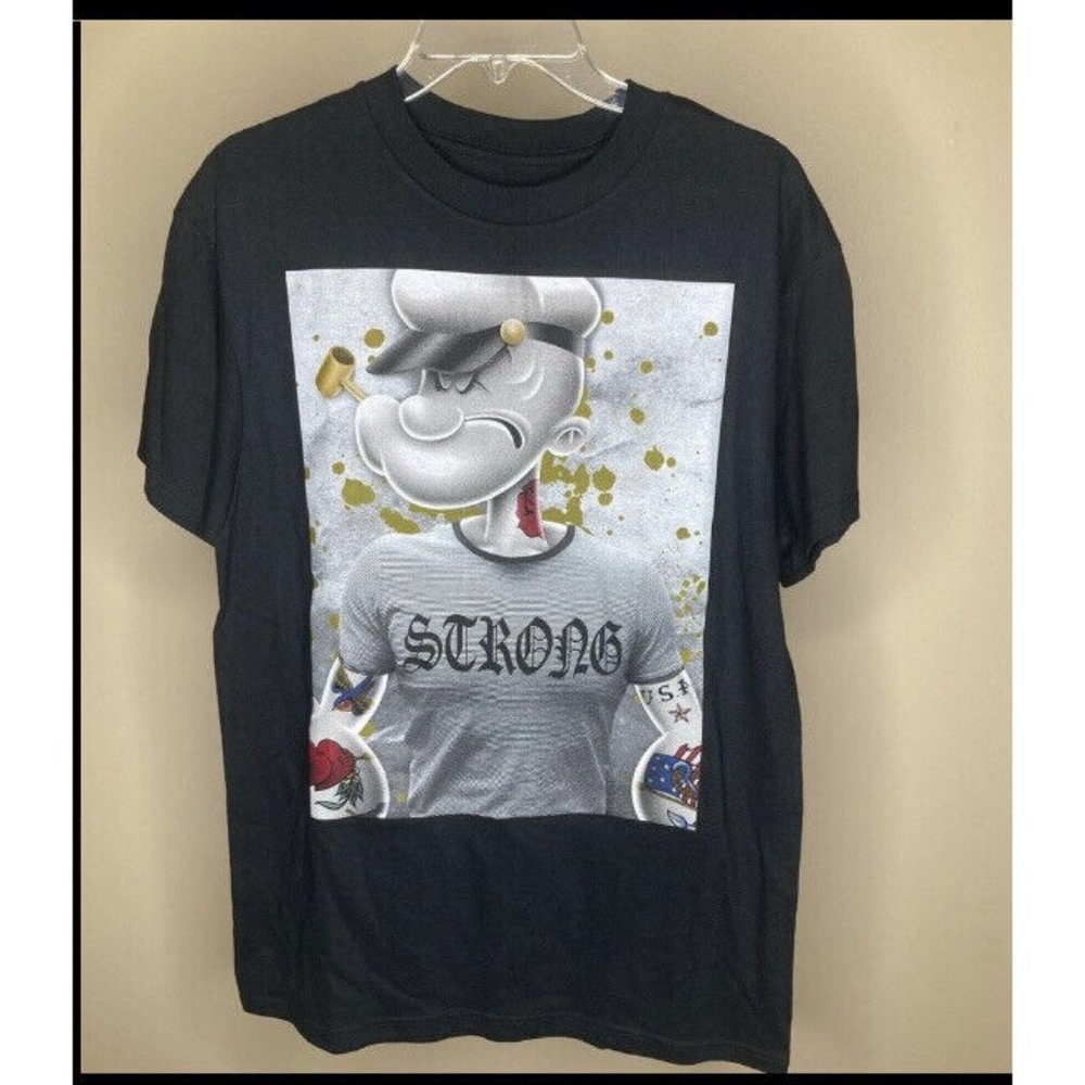 Popeye T-Shirt Size Medium Black Short Sleeve